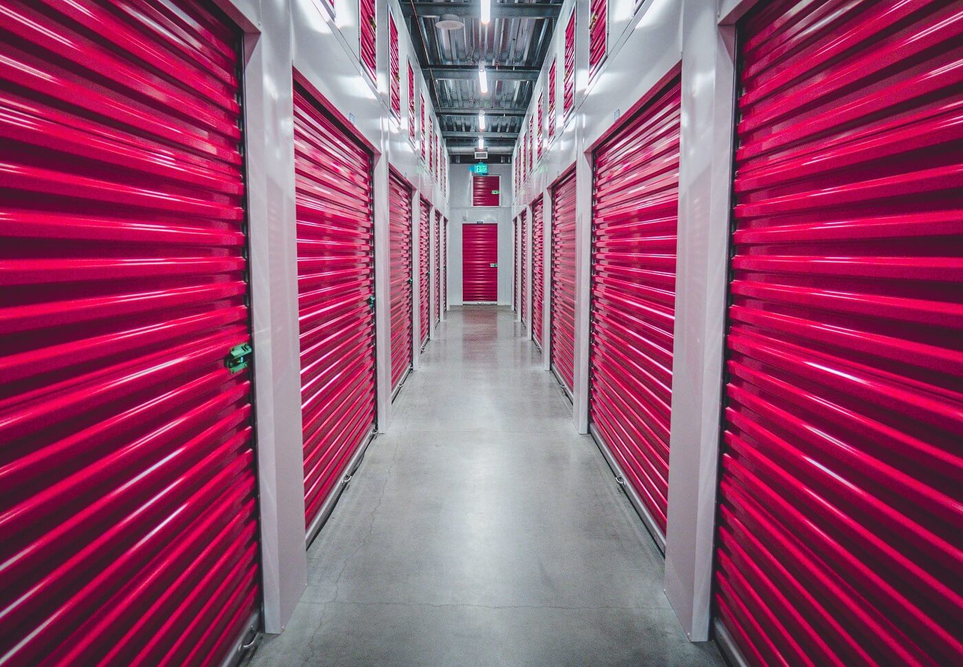 Row of self storage units